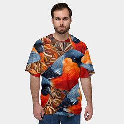 Футболка оверсайз мужская Снегири, цвет: 3D-принт — фото 2