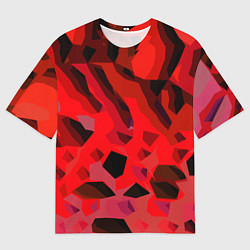 Футболка оверсайз мужская Чёрно-красная пористая абстракция, цвет: 3D-принт