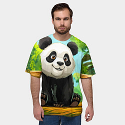 Футболка оверсайз мужская Пандочка в лесу, цвет: 3D-принт — фото 2