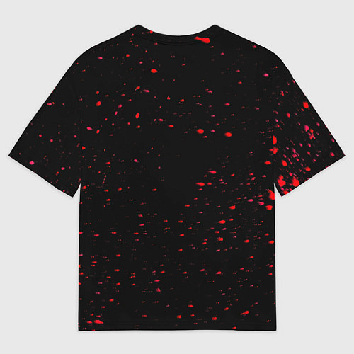 Мужская футболка оверсайз Кровавый самурай и луна / 3D-принт – фото 2