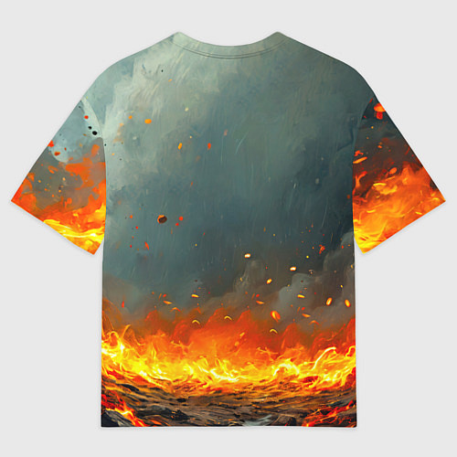 Мужская футболка оверсайз Гусь в огне / 3D-принт – фото 2