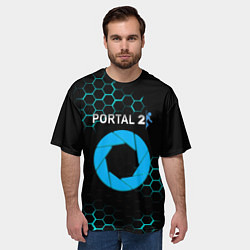 Футболка оверсайз мужская Portal соты броня, цвет: 3D-принт — фото 2