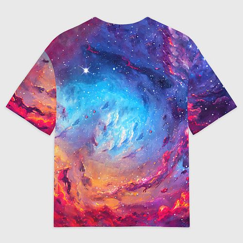 Мужская футболка оверсайз Черный ворон на фоне космоса / 3D-принт – фото 2
