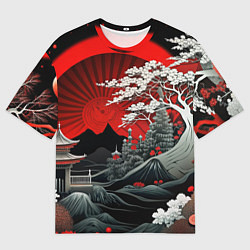 Мужская футболка оверсайз Деревья Японии и природа