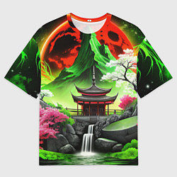 Мужская футболка оверсайз Водопад японии и природа