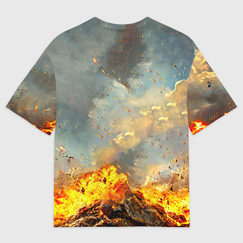 Мужская футболка оверсайз Белоголовый орлан в огне / 3D-принт – фото 2