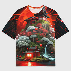 Мужская футболка оверсайз Японская гора природа