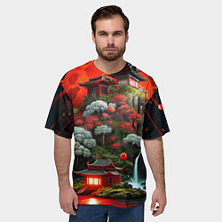 Футболка оверсайз мужская Японская гора природа, цвет: 3D-принт — фото 2