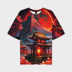 Футболка оверсайз мужская Japan red nature, цвет: 3D-принт
