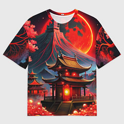 Футболка оверсайз мужская Japan red nature, цвет: 3D-принт
