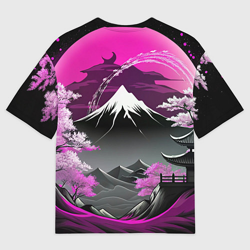 Мужская футболка оверсайз Япония природа в коллаже / 3D-принт – фото 2
