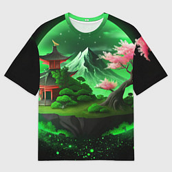 Футболка оверсайз мужская Green nature Japan, цвет: 3D-принт