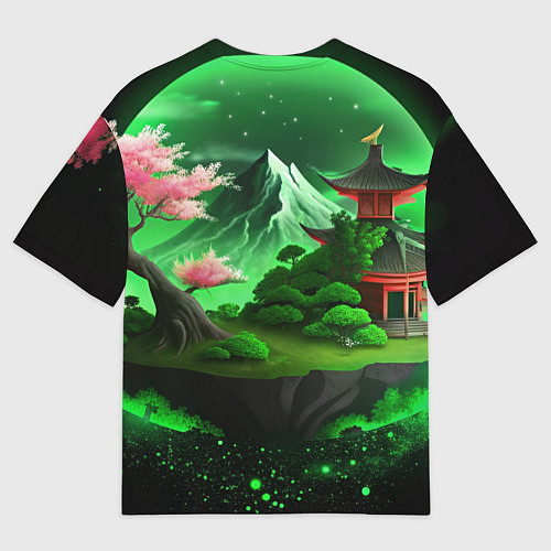 Мужская футболка оверсайз Green nature Japan / 3D-принт – фото 2