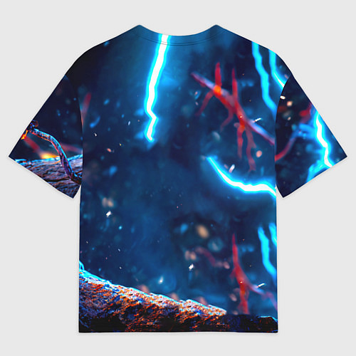 Мужская футболка оверсайз Снигирь и молнии / 3D-принт – фото 2