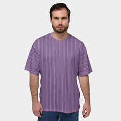 Футболка оверсайз мужская Серо-фиолетовый в тонкую полоску, цвет: 3D-принт — фото 2