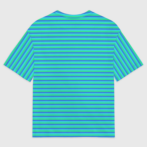 Мужская футболка оверсайз Полосатый сине-зелёный / 3D-принт – фото 2