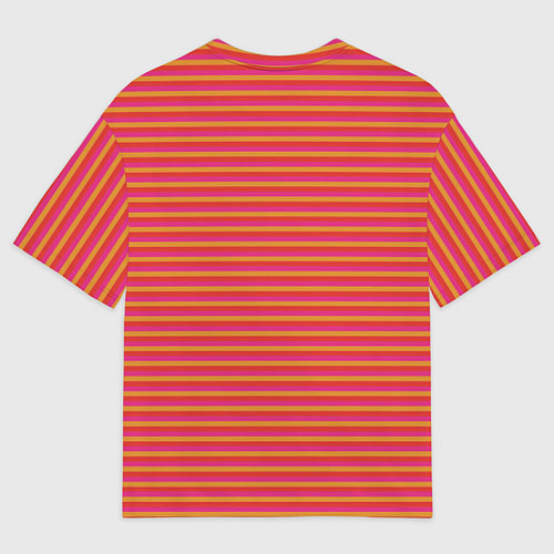 Мужская футболка оверсайз Полосы красный розовый и оранжевый / 3D-принт – фото 2
