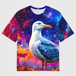 Футболка оверсайз мужская Чайка и космос, цвет: 3D-принт