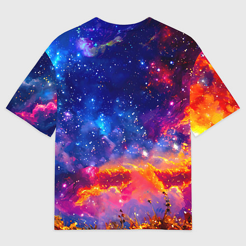 Мужская футболка оверсайз Чайка и космос / 3D-принт – фото 2