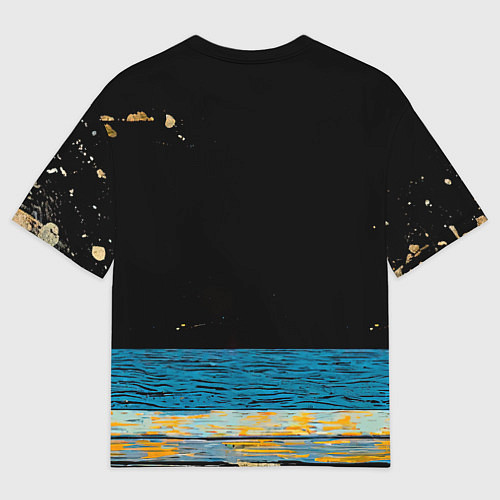 Мужская футболка оверсайз Чайка на море ночью / 3D-принт – фото 2
