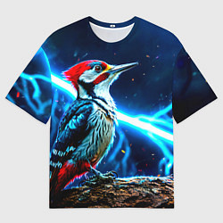 Мужская футболка оверсайз Дятел в грозу