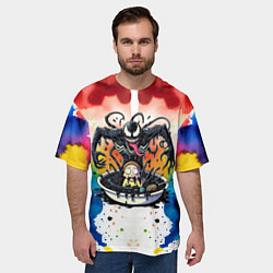 Футболка оверсайз мужская Веном присмотрелся к Морти - ядовитая слизь, цвет: 3D-принт — фото 2