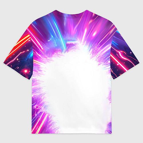 Мужская футболка оверсайз Орел в неоновых огнях / 3D-принт – фото 2