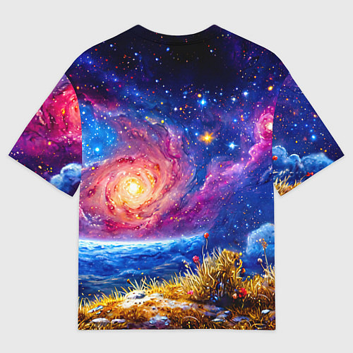 Мужская футболка оверсайз Улитка и космос / 3D-принт – фото 2