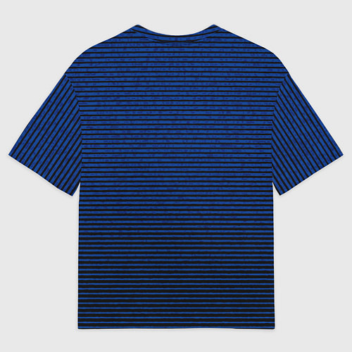 Мужская футболка оверсайз Синий текстурированный в чёрную полоску / 3D-принт – фото 2