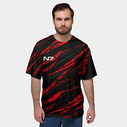 Футболка оверсайз мужская N7 - красный камуфляж, цвет: 3D-принт — фото 2