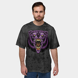 Футболка оверсайз мужская Фиолетовый медведь на темном фоне, цвет: 3D-принт — фото 2