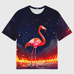 Футболка оверсайз мужская Фламинго в огне, цвет: 3D-принт