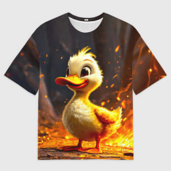 Мужская футболка оверсайз Утенок в огне