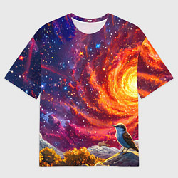 Мужская футболка оверсайз Кукушка в космосе