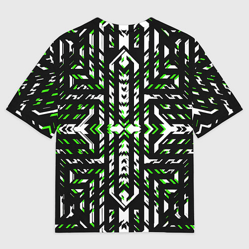 Мужская футболка оверсайз Чёрно-зелёный диагональные полосы на белом фоне / 3D-принт – фото 2