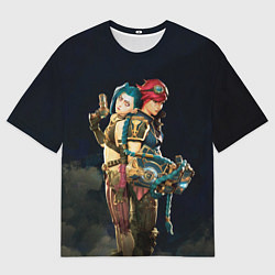 Футболка оверсайз мужская Заклятые сестры Вай и Джинкс из Аркейн, цвет: 3D-принт