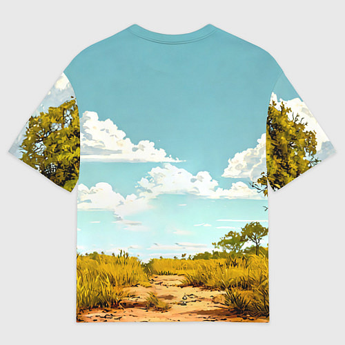 Мужская футболка оверсайз Страус в природе / 3D-принт – фото 2