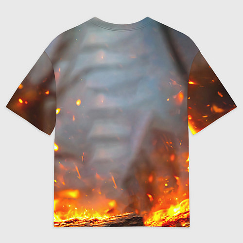 Мужская футболка оверсайз Филин в огне / 3D-принт – фото 2