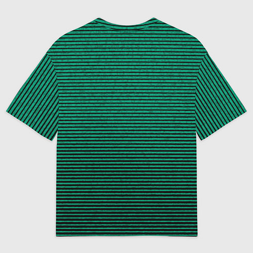 Мужская футболка оверсайз Зелёный текстурированный в чёрную полоску / 3D-принт – фото 2
