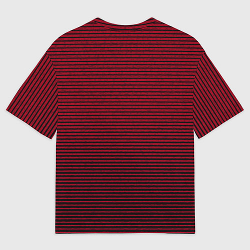 Мужская футболка оверсайз Красный текстурированный в чёрную полоску / 3D-принт – фото 2