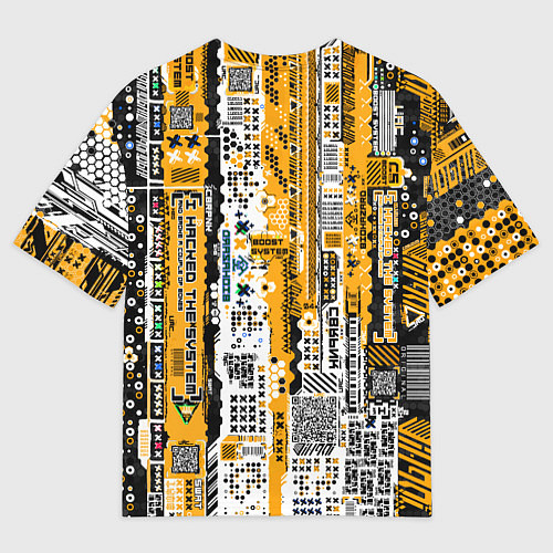 Мужская футболка оверсайз Cyberpunk pattern yellow / 3D-принт – фото 2