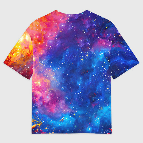 Мужская футболка оверсайз Морской конек в космосе / 3D-принт – фото 2