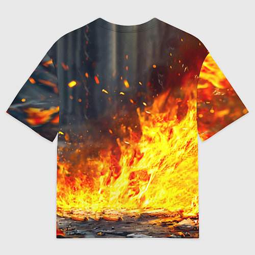 Мужская футболка оверсайз Голубь в огне / 3D-принт – фото 2
