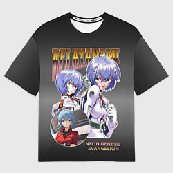Футболка оверсайз мужская Евангелион Аянами Рей, цвет: 3D-принт