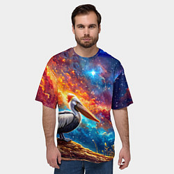 Футболка оверсайз мужская Пеликан в космосе, цвет: 3D-принт — фото 2