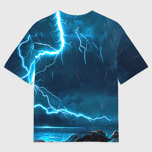 Мужская футболка оверсайз Чайка и молния / 3D-принт – фото 2