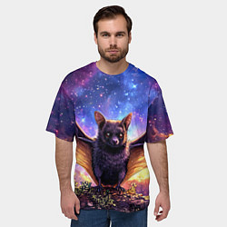 Футболка оверсайз мужская Летучая мышь в космосе, цвет: 3D-принт — фото 2