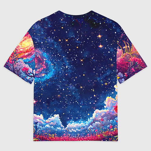 Мужская футболка оверсайз Фламиног в космосе / 3D-принт – фото 2