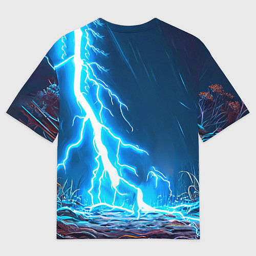 Мужская футболка оверсайз Гусь и разряд молнии / 3D-принт – фото 2