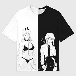 Мужская футболка оверсайз Пауэр и мисс Макима -Человек бензопила